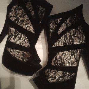 Body Central women Ankle boots open toe,sz 7.5,black.